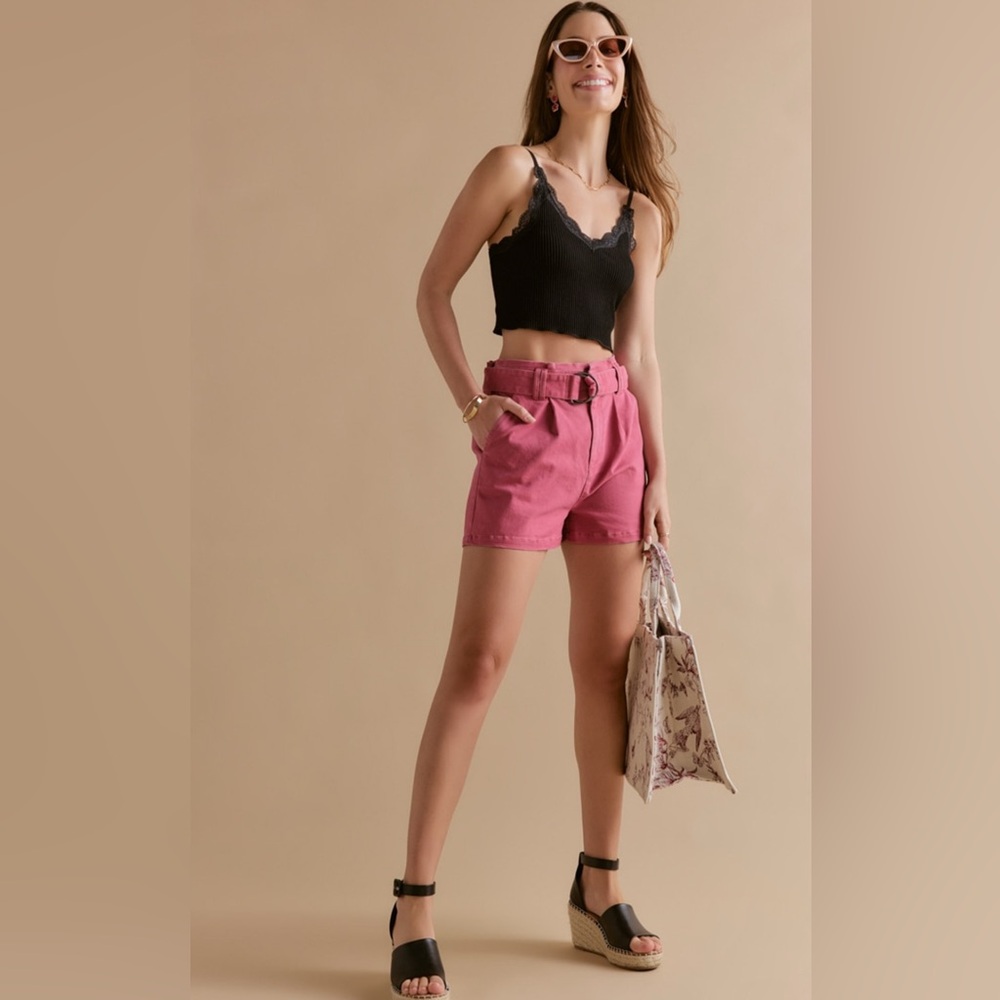 New Francesca’s Lorena Utility Belted Pink  Women’s Shorts